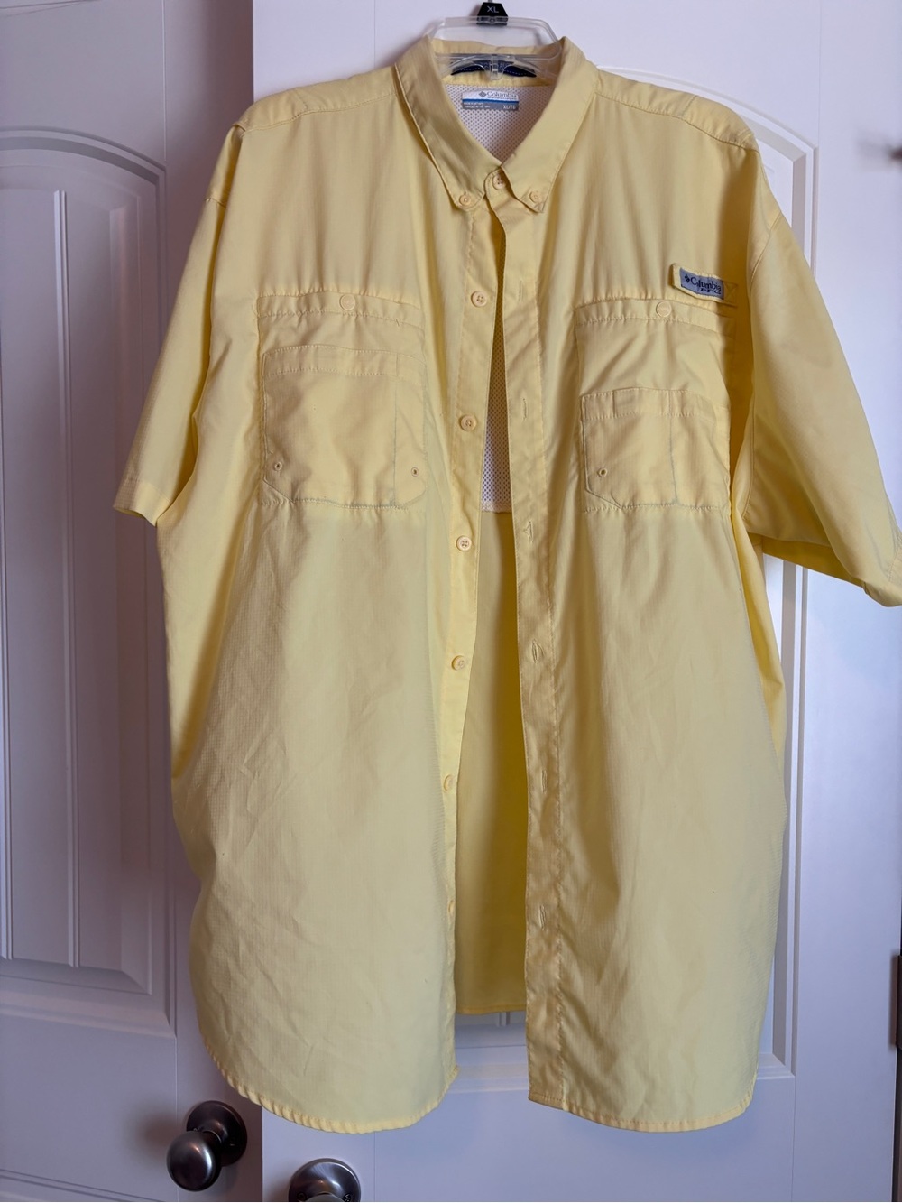 Columbia PFG Yellow Short Sleeve Button-Up Shirt